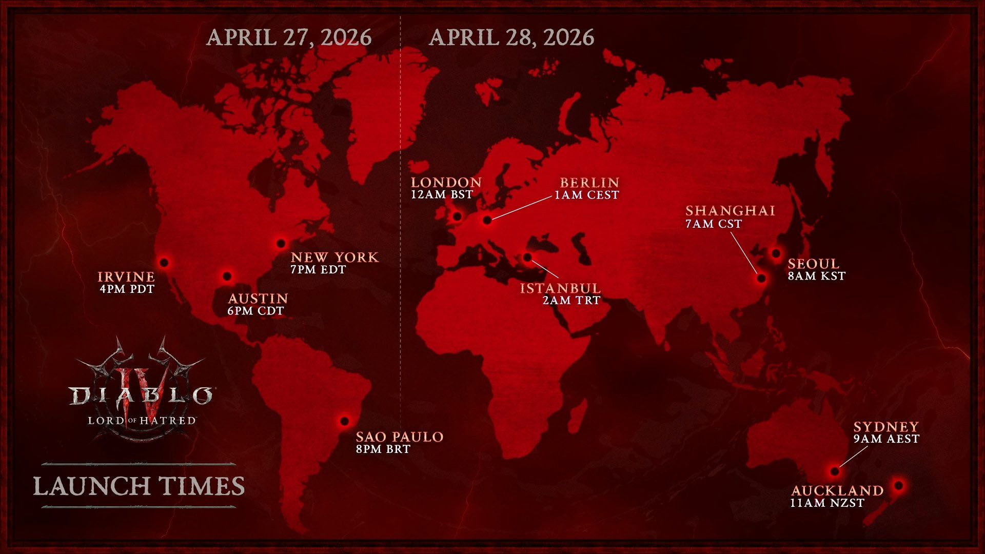 《Diablo 4: Lord of Hatred》在您所在时区的解锁时间是几点？
